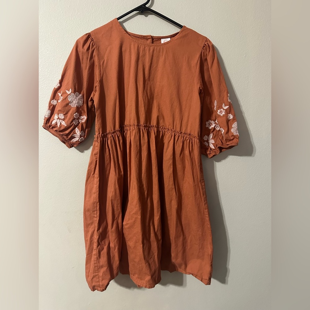 Wonder Nation Orange Dress with White Embroidery